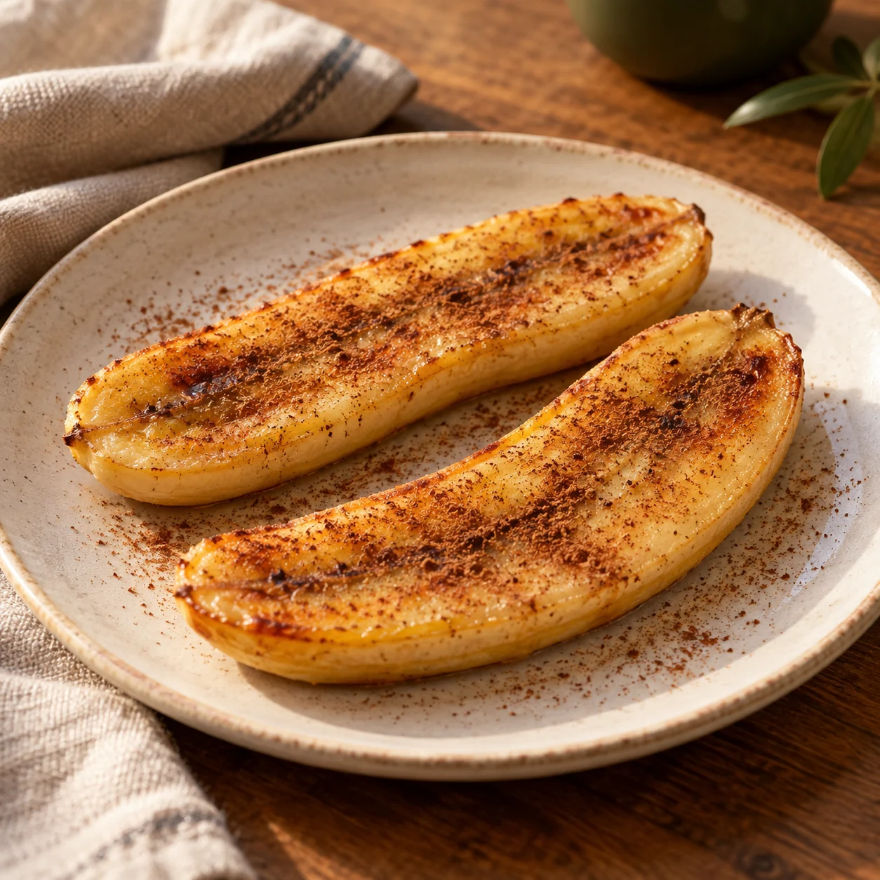 Banana assada com canela
